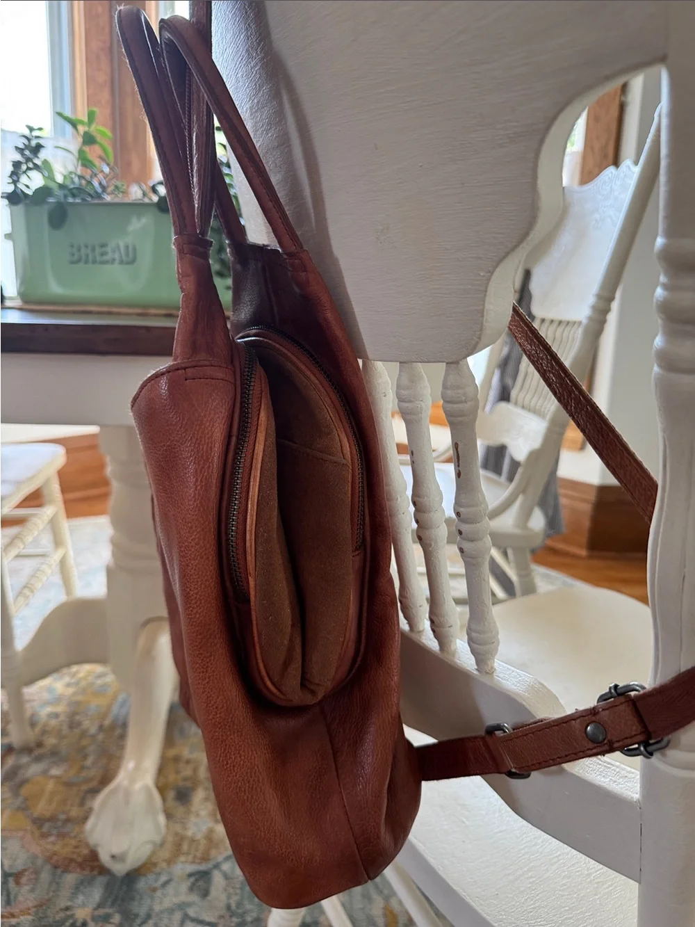 We the Free Brown Leather Sling Backpack